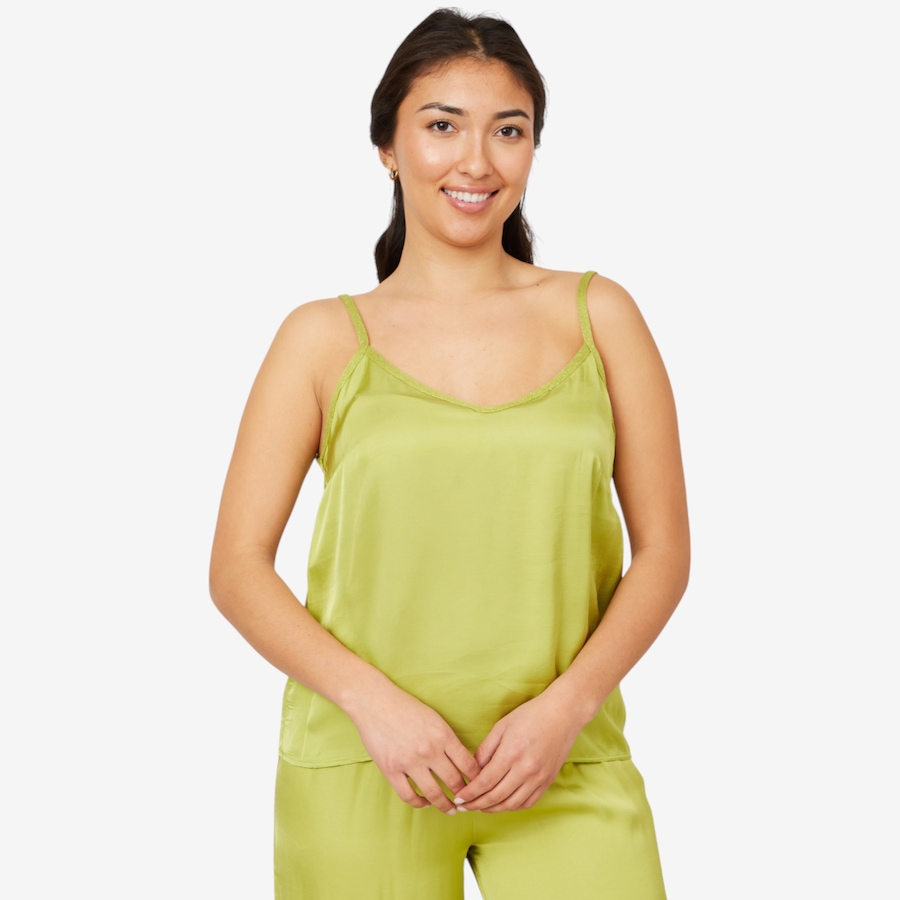 Image 102391_BTGRN.jpg, Product 102-391 / Price $19.33, Aggel Knitwear Satin Tank Top with Knitted Details from Aggel on TSC.ca's Fashion department