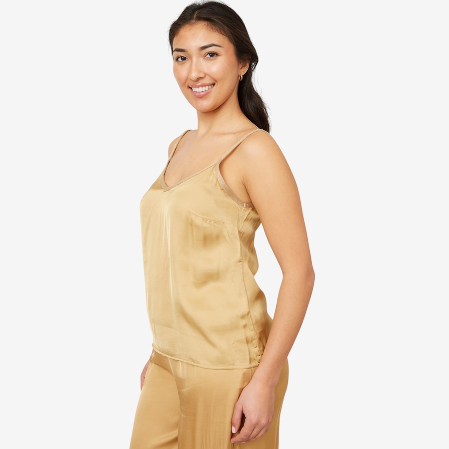 Image 102391_GLD.jpg, Product 102-391 / Price $19.33, Aggel Knitwear Satin Tank Top with Knitted Details from Aggel on TSC.ca's Fashion department