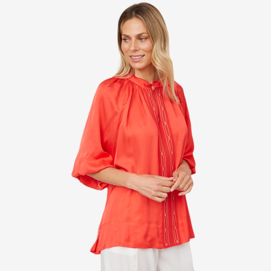 Image 102393_ALTMORE5.jpg, Product 102-393 / Price $59.33, Aggel Knitwear Satin Blouse with Knitted Details from Aggel on TSC.ca's Fashion department