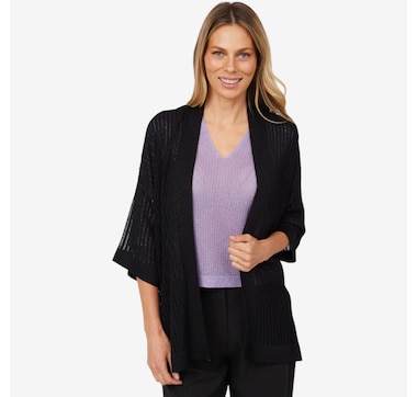Aggel Knitwear Lurex Open Knit Cardigan