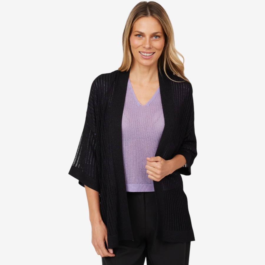 Image 102394_BLK.jpg, Product 102-394 / Price $29.33, Aggel Knitwear Lurex Open Knit Cardigan from Aggel on TSC.ca's Fashion department