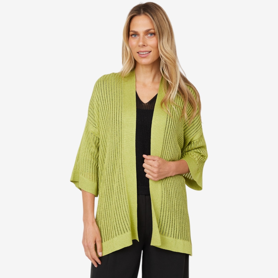 Image 102394_BTGRN.jpg, Product 102-394 / Price $29.33, Aggel Knitwear Lurex Open Knit Cardigan from Aggel on TSC.ca's Fashion department