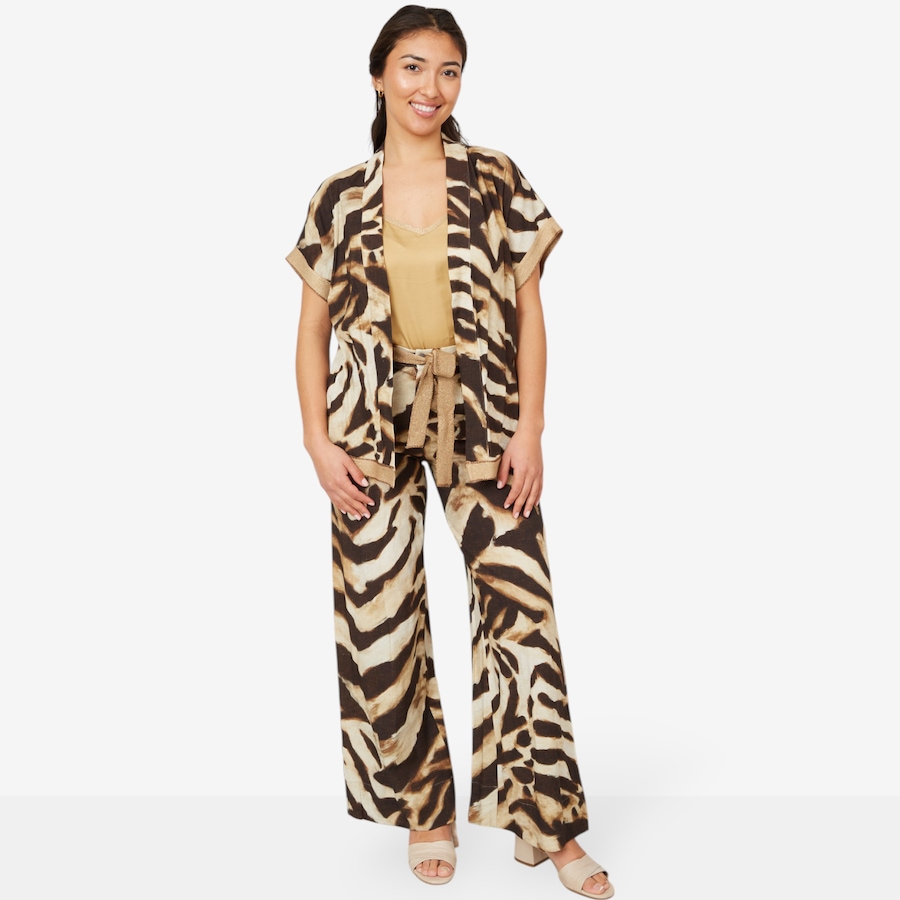 Image 102399_ALTMORE2.jpg, Product 102-399 / Price $59.33, Aggel Knitwear Linen Blend Kimono with Knitted Details from Aggel on TSC.ca's Fashion department