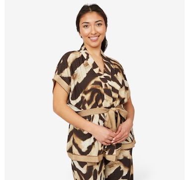 Aggel Knitwear Linen Blend Kimono with Knitted Details