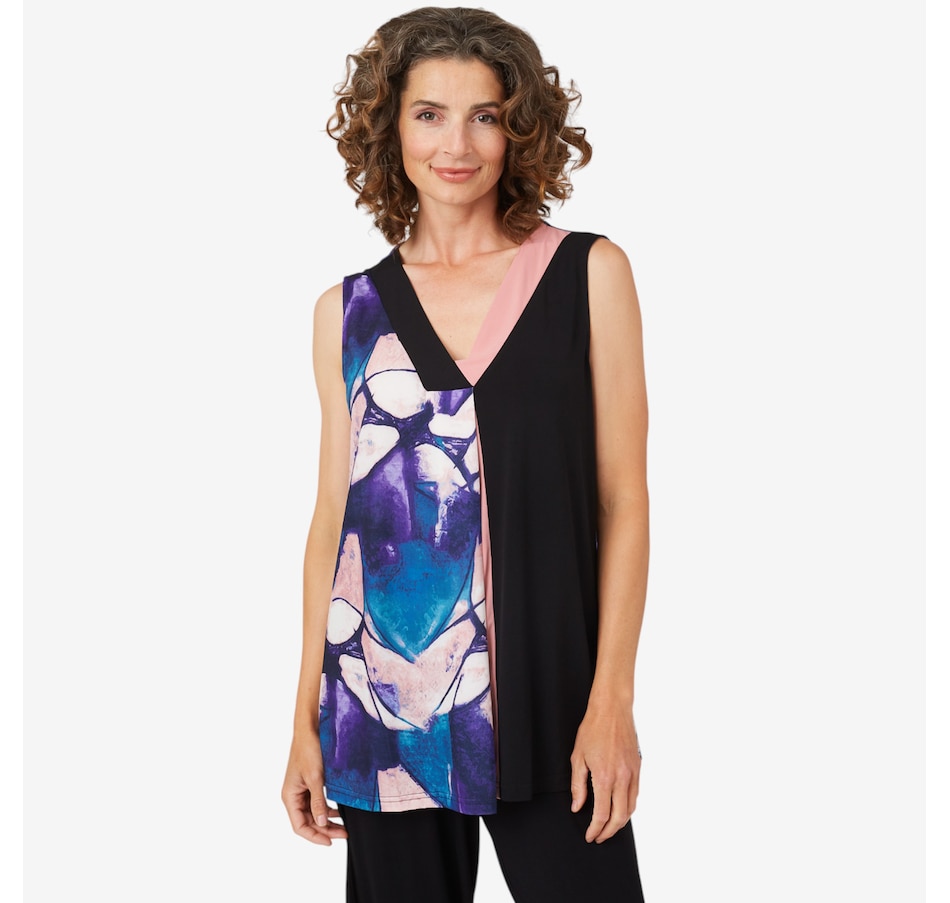 Image 102474_PUR.jpg, Product 102-474 / Price $34.88, Red Coral Colour Block V-Neck Tank from Red Coral Fashions on TSC.ca's Fashion department