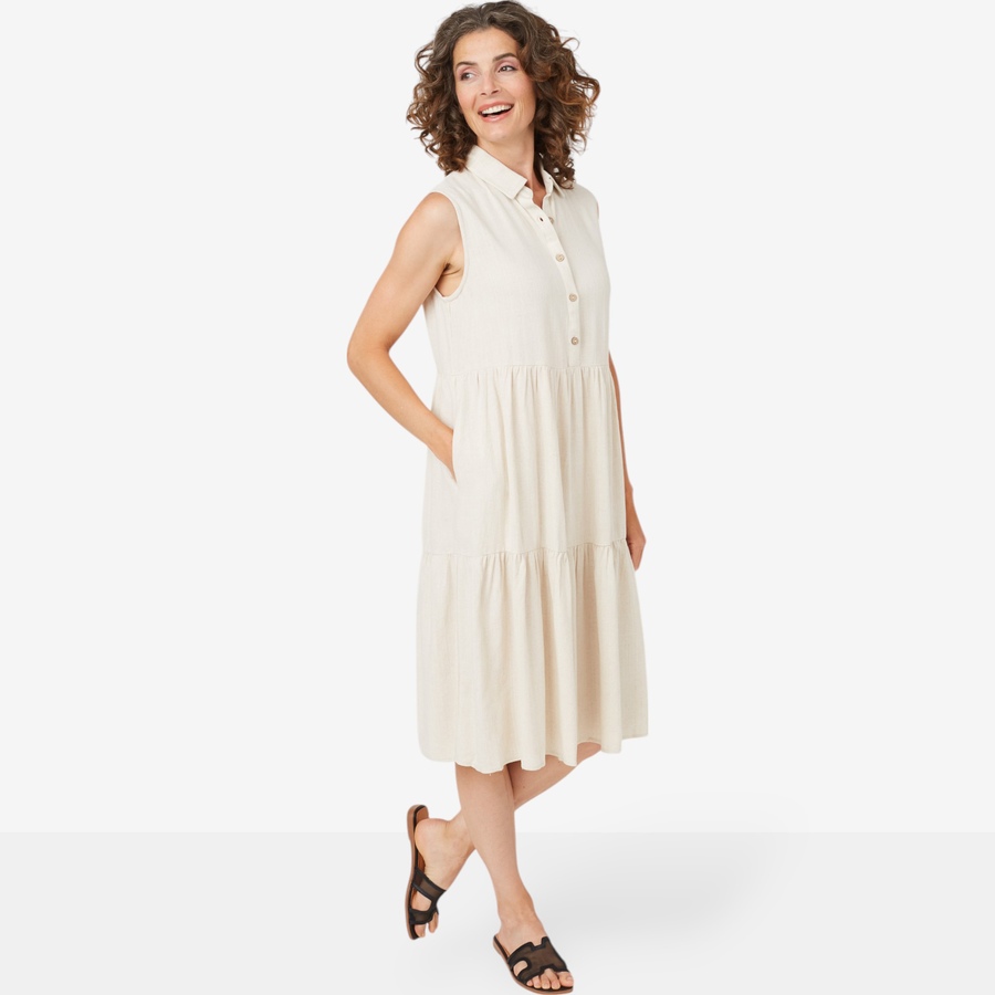 Image 102502_LIN.jpg, Product 102-502 / Price $39.88, Red Coral Collared Button Front Tank Dress from Red Coral Fashions on TSC.ca's Fashion department