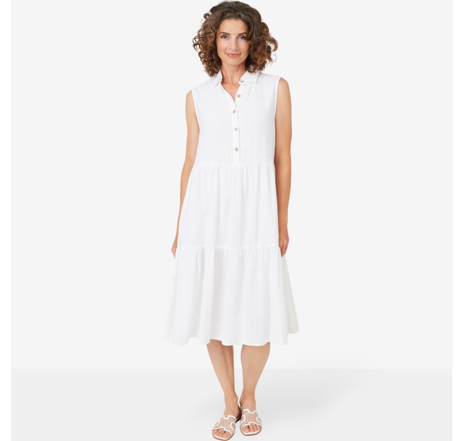 Image 102502_WHT.jpg, Product 102-502 / Price $49.88, Red Coral Collared Button Front Tank Dress from Red Coral Fashions on TSC.ca's Fashion department