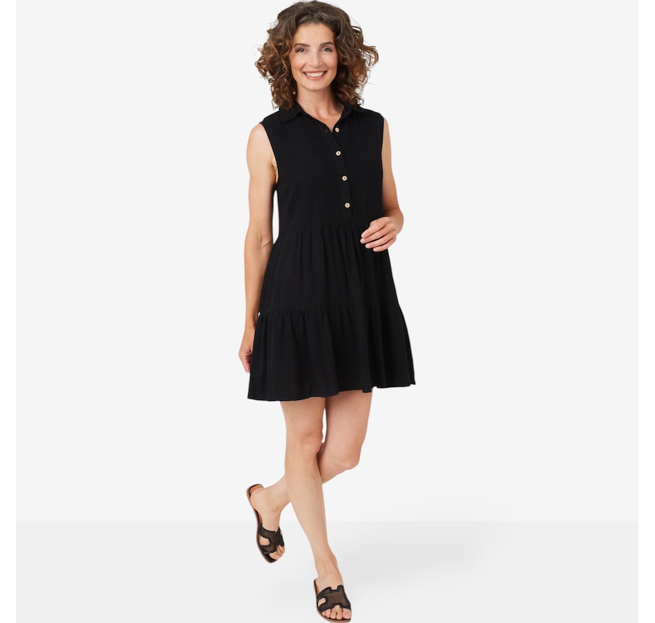 Image 102503_BLK.jpg, Product 102-503 / Price $49.88, Red Coral Linen Button Front Dress from Red Coral Fashions on TSC.ca's Fashion department