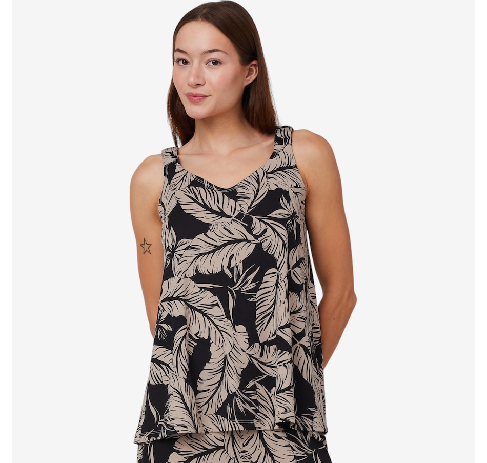 Image 102575_BKMU.jpg, Product 102-575 / Price $14.33, Kim & Co. Printed Brazil Knit Elastic Strap Flared Top from Kim & Co. on TSC.ca's Fashion department