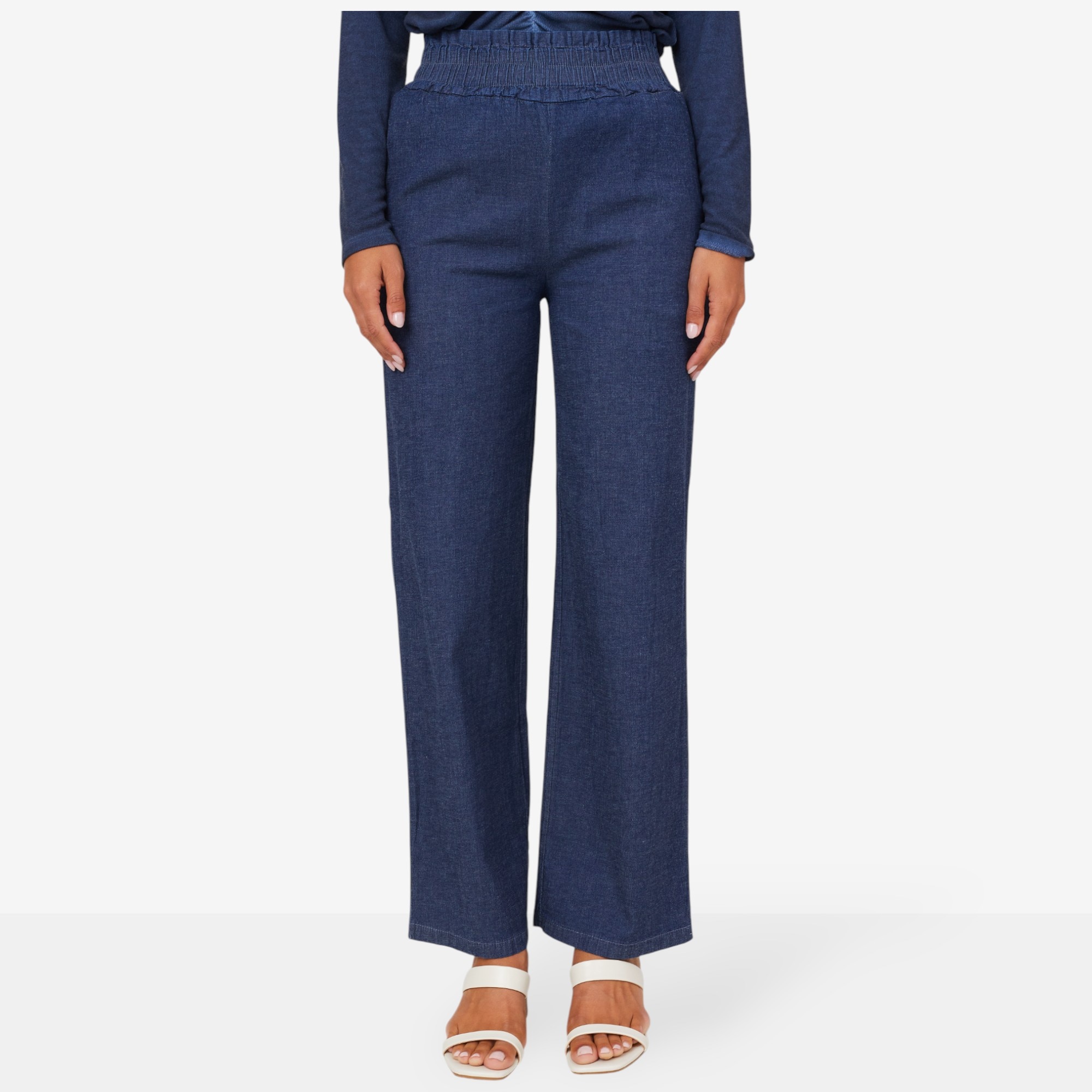 M Made In Italy Straight Leg Pull On Pant with Side Seam