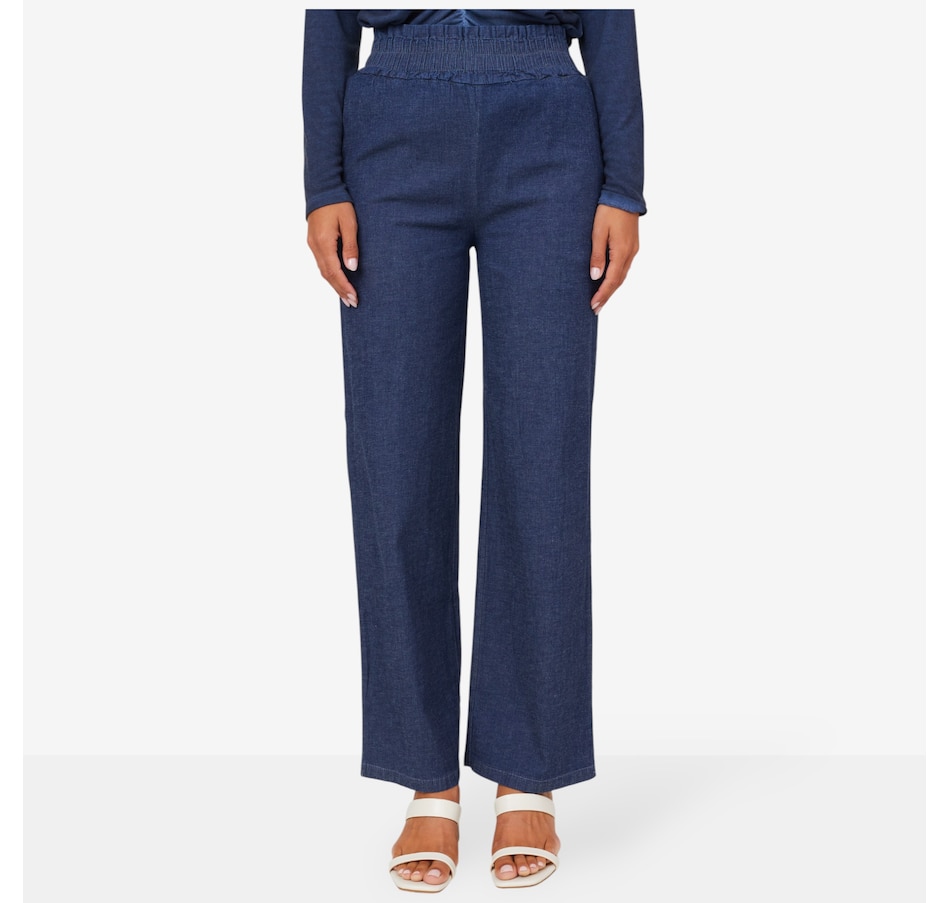 Image 102583_NVDM.jpg, Product 102-583 / Price $75.00, M Made In Italy Straight Leg Pull On Pant with Side Seam Pockets from M Made in Italy on TSC.ca's Fashion department