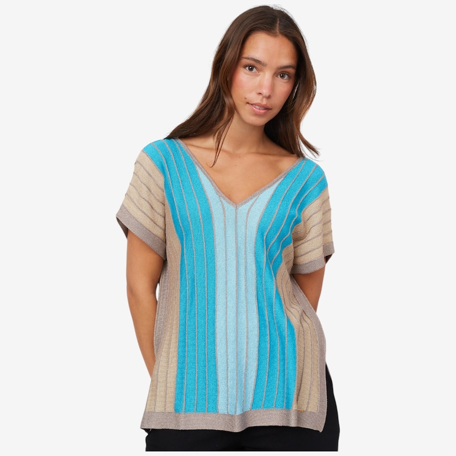 Image 102633_BLMU.jpg, Product 102-633 / Price $29.33, Aggel Knitwear Lurex Relaxed V-Neck Top from Aggel on TSC.ca's Fashion department