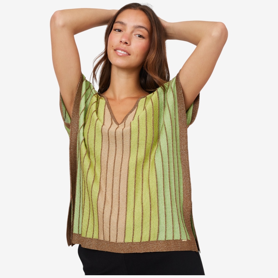 Image 102633_GRMU.jpg, Product 102-633 / Price $29.33, Aggel Knitwear Lurex Relaxed V-Neck Top from Aggel on TSC.ca's Fashion department