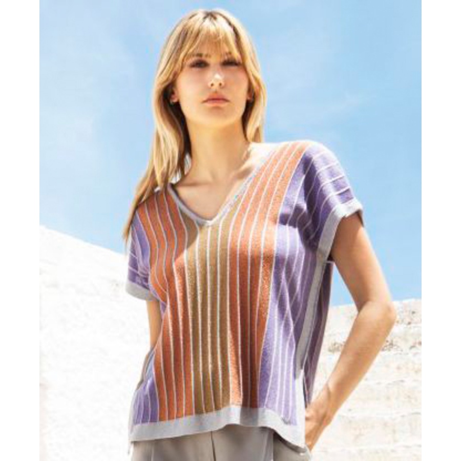 Image 102633_LLMTI.jpg, Product 102-633 / Price $29.33, Aggel Knitwear Lurex Relaxed V-Neck Top from Aggel on TSC.ca's Fashion department