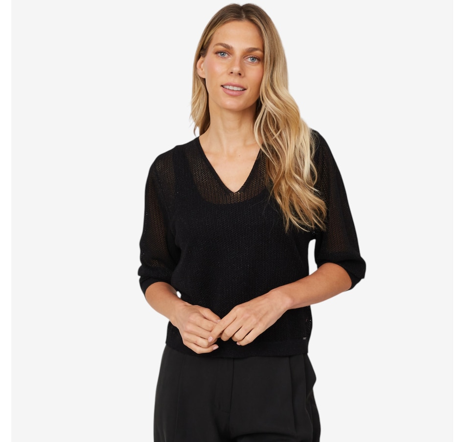 Image 102635_ALTMORE5.jpg, Product 102-635 / Price $39.33, Aggel Knitwear Lurex Long Sleeve V-Neck Pullover from Aggel on TSC.ca's Fashion department