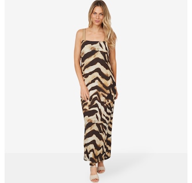 Aggel Knitwear Linen Blend Maxi Dress with Knitted Details