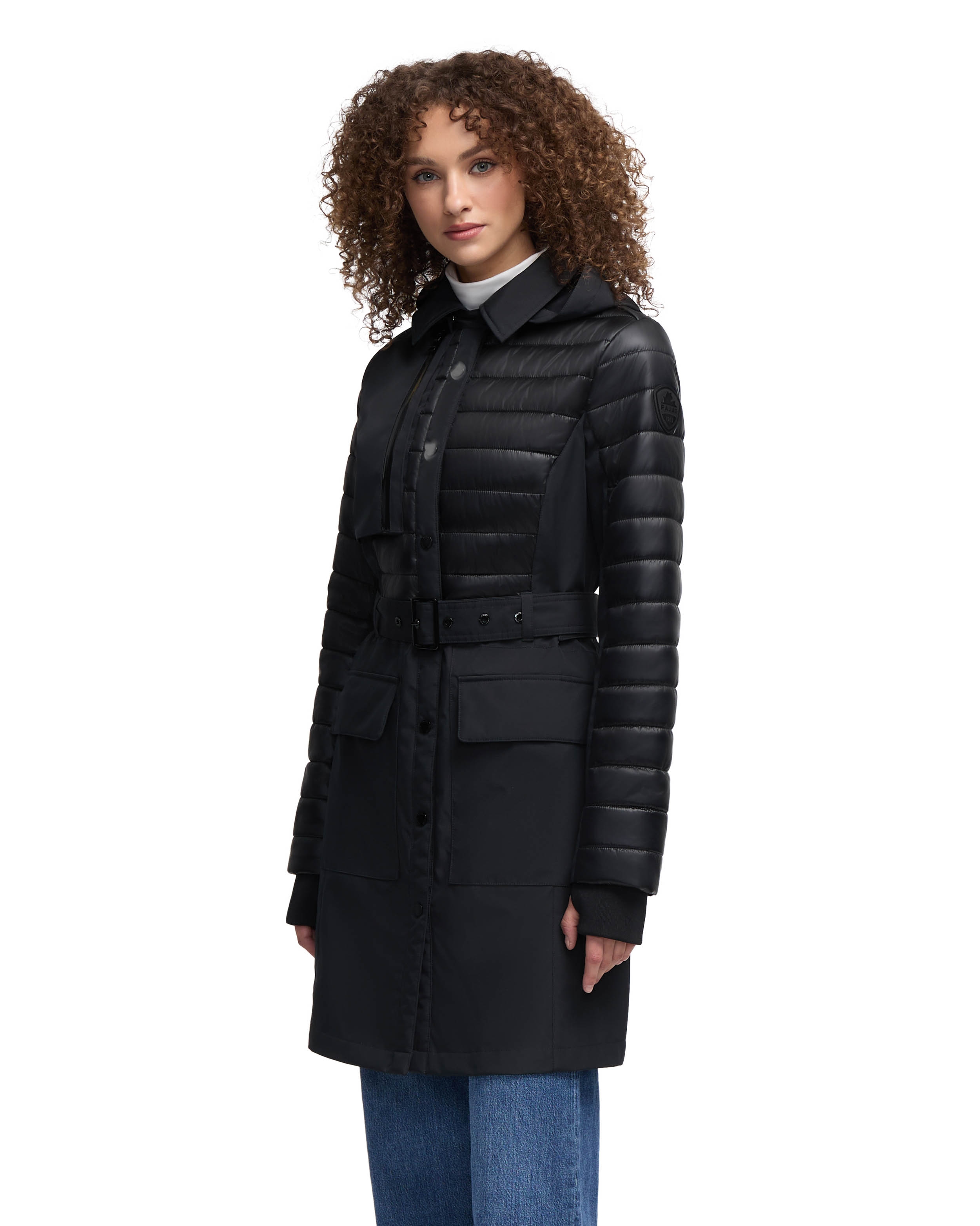 Pajar Opal Womens Mid-Length S/B Mixed Media Trench Coat - TSC.ca