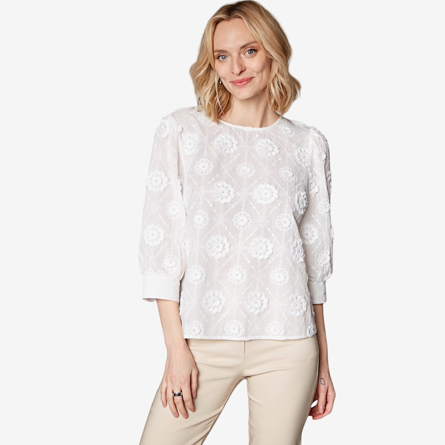 Image 102677_WHT.jpg, Product 102-677 / Price $29.33, Modern Identity Floral Applique Blouse from Modern Identity on TSC.ca's Fashion department