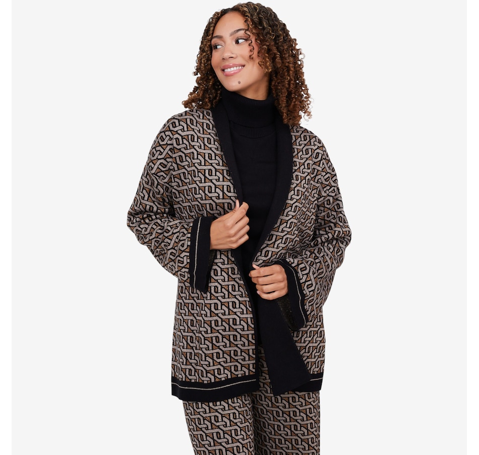 Image 102720_ALTMORE1.jpg, Product 102-720 / Price $159.99, Aggel Lurex Wool Blend Jacquard Cardigan from Aggel on TSC.ca's Fashion department