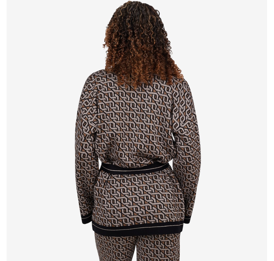 Image 102720_ALTMORE2.jpg, Product 102-720 / Price $159.99, Aggel Lurex Wool Blend Jacquard Cardigan from Aggel on TSC.ca's Fashion department