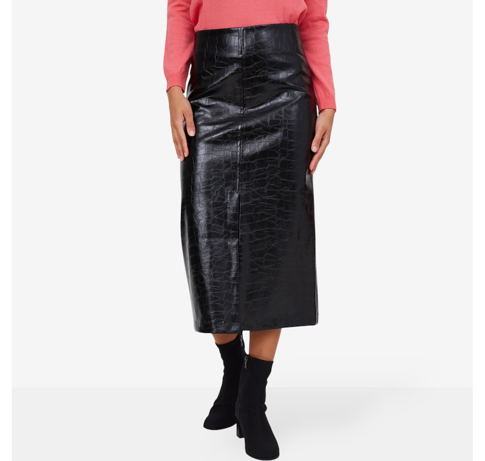 Image 102728_BLK.jpg, Product 102-728 / Price $129.99, Aggel Faux Croco Leather Skirt from Aggel on TSC.ca's Fashion department