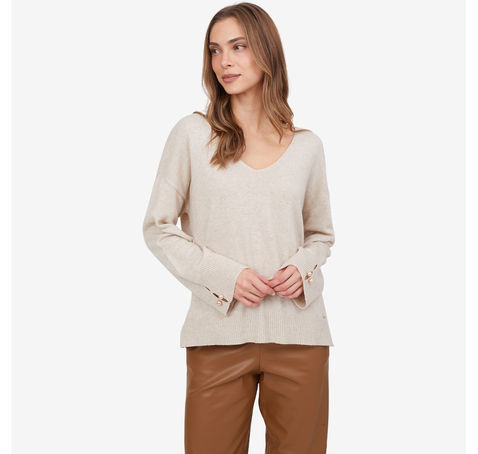 Image 102730_BGE.jpg, Product 102-730 / Price $64.88, Aggel Wool Blend V-Neck Relaxed Fit Sweater from Aggel on TSC.ca's Fashion department