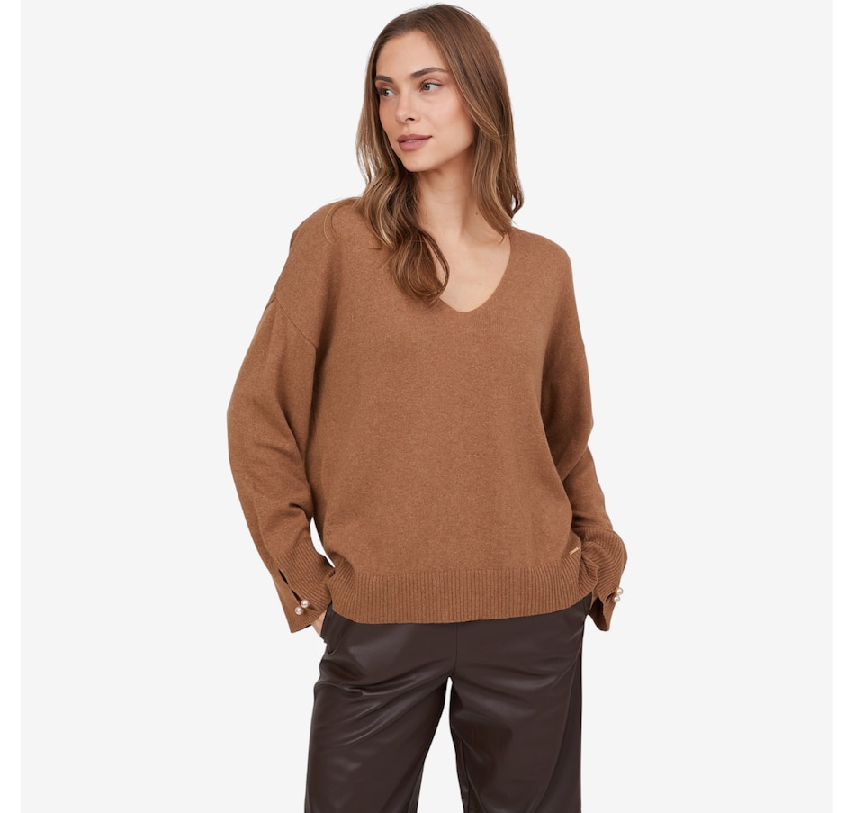 Image 102730_DKC.jpg, Product 102-730 / Price $64.88, Aggel Wool Blend V-Neck Relaxed Fit Sweater from Aggel on TSC.ca's Fashion department