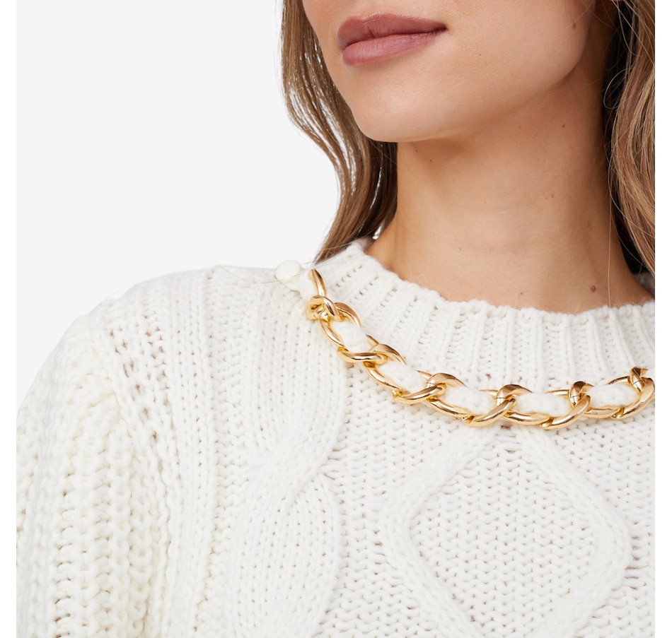 Image 102740_ALTMORE2.jpg, Product 102-740 / Price $149.99, Aggel Chain Embellished Chunky Crop Knit Sweater from Aggel on TSC.ca's Fashion department