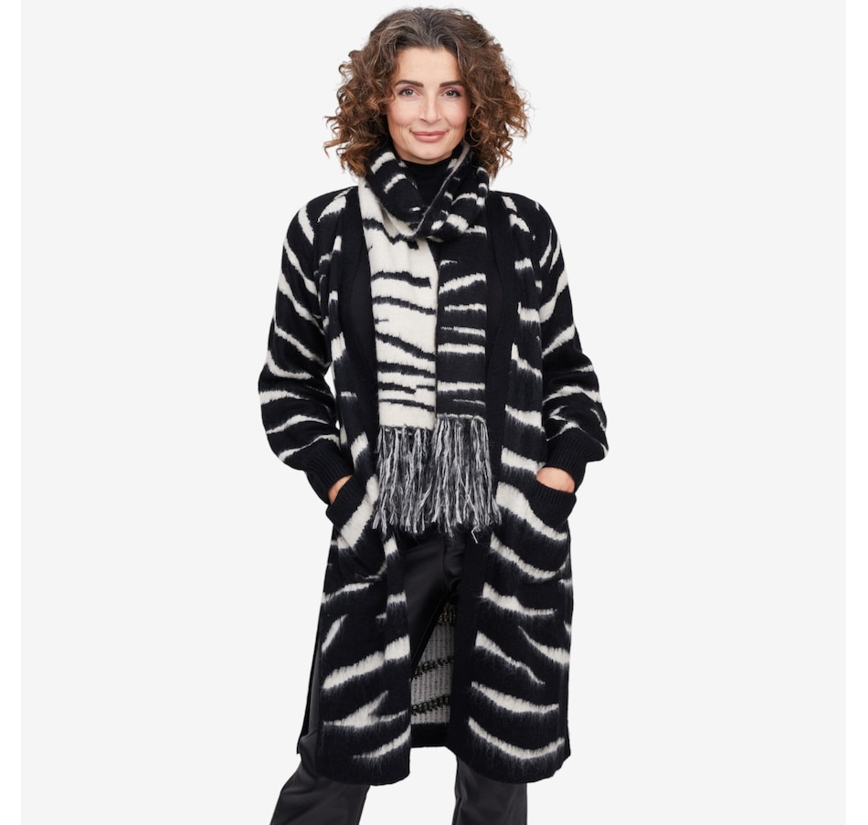 Image 102822_BKCCT.jpg, Product 102-822 / Price $79.99, C. Wonder Jacquard Cozy Cardigan with Scarf from C. Wonder by Christian Siriano on TSC.ca's Fashion department