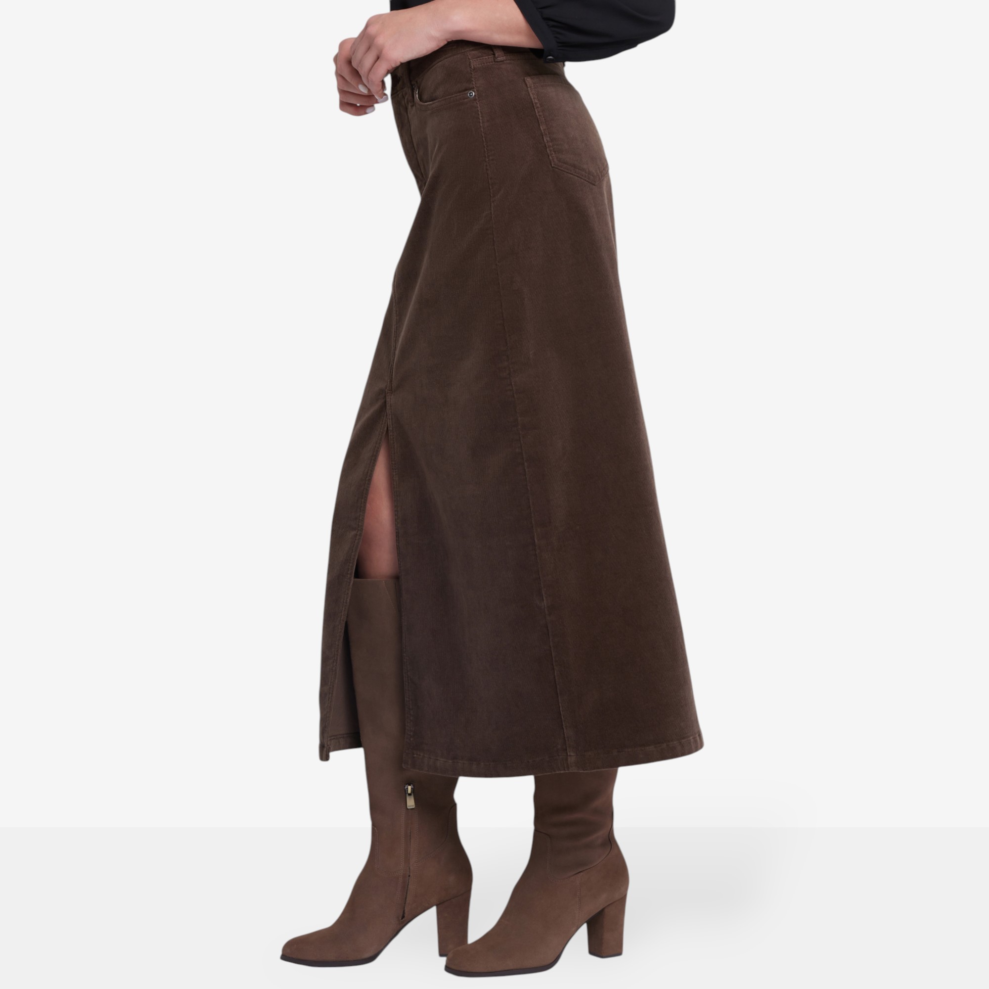 NYDJ Corduroy Long Skirt with Front Slit - TSC.ca