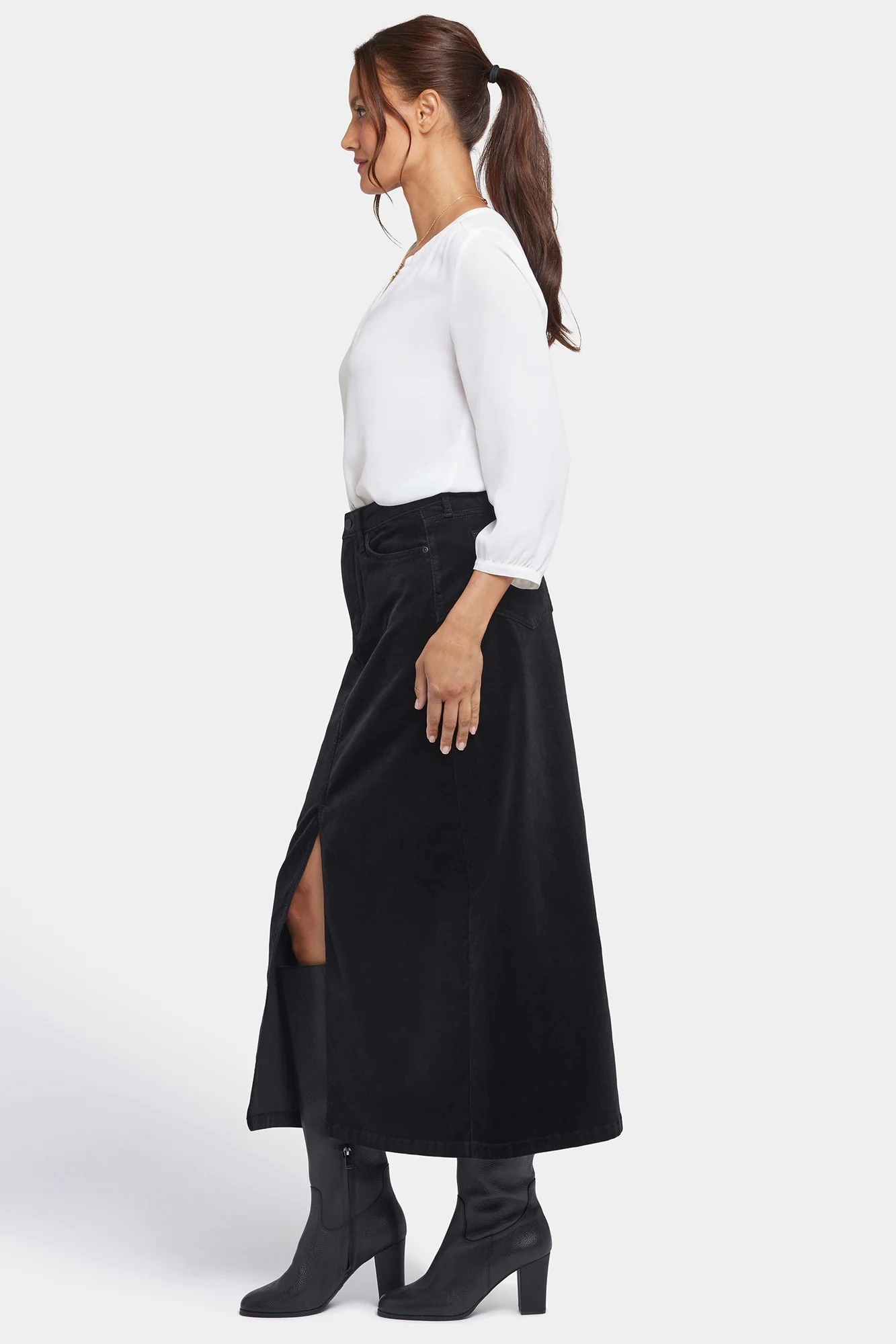 NYDJ Corduroy Long Skirt with Front Slit - TSC.ca
