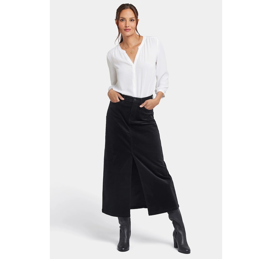 Image 102863_BLK.jpg, Product 102-863 / Price $104.88, NYDJ Corduroy Long Skirt with Front Slit from NYDJ on TSC.ca's Fashion department