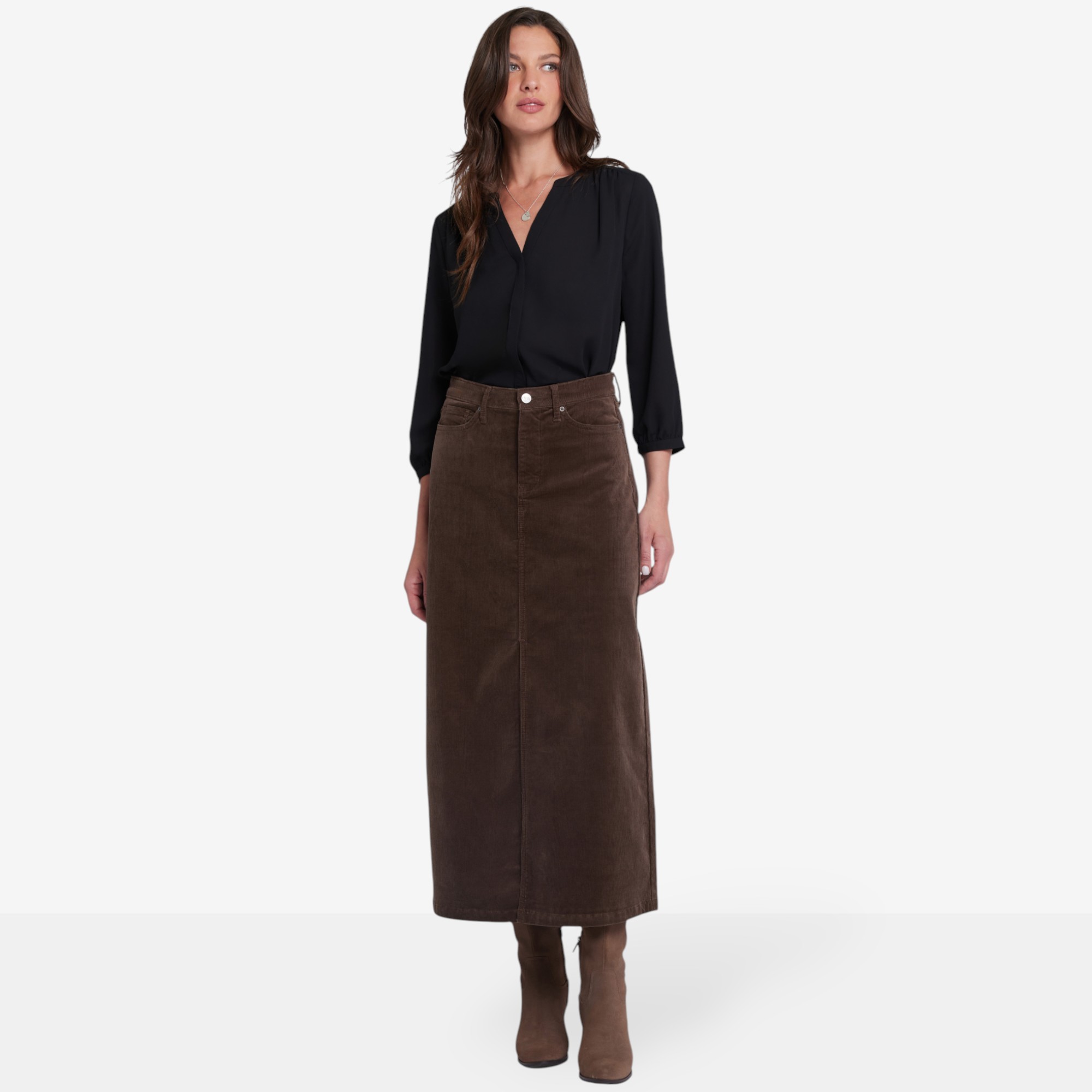 NYDJ Corduroy Long Skirt with Front Slit - TSC.ca