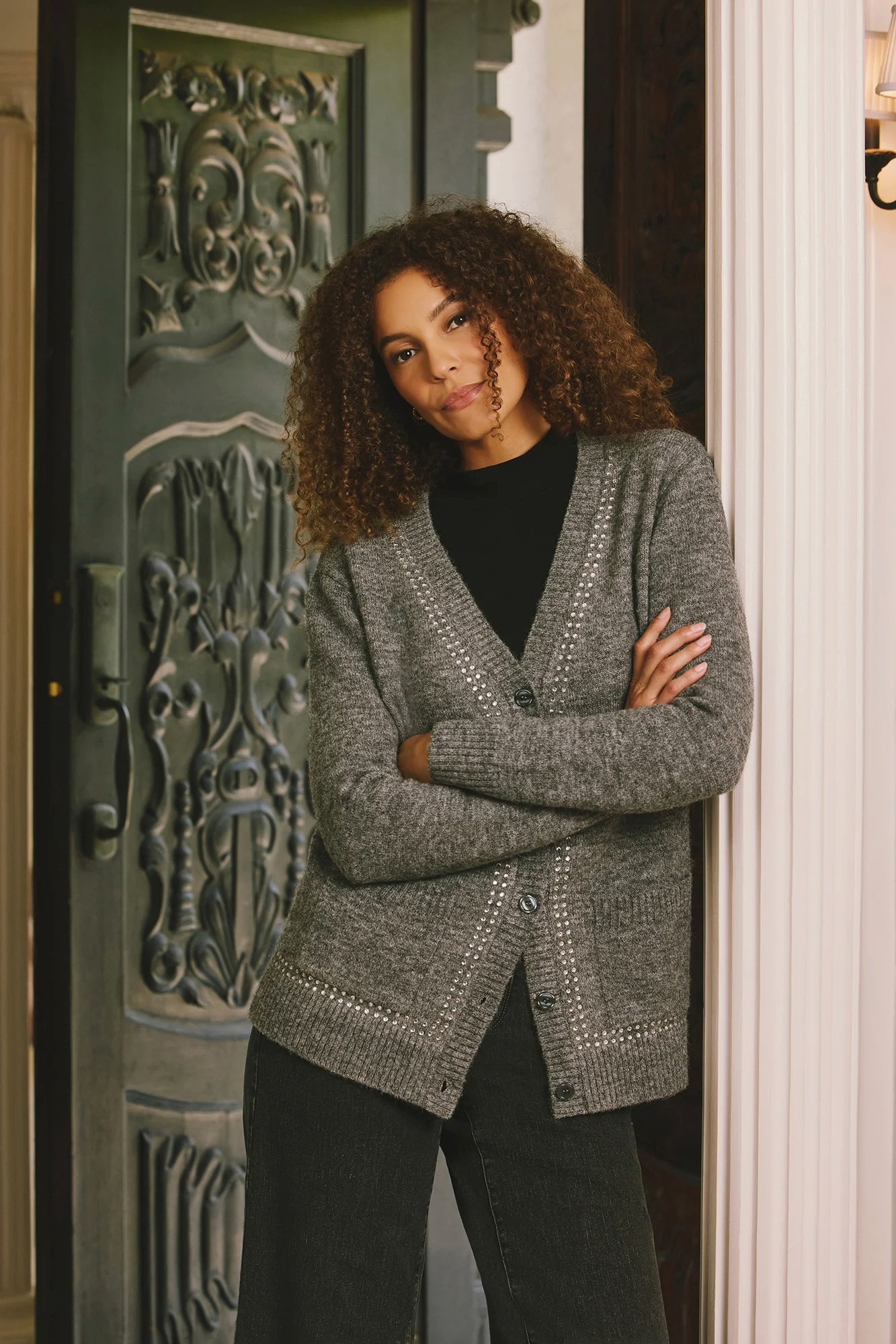 【STEALTH STELL’A】 CRYSTAL-CARDIGAN STEALTH STELL'A】SNOW CRYSTAL-CARDIGAN（GRAY） | STEALTH