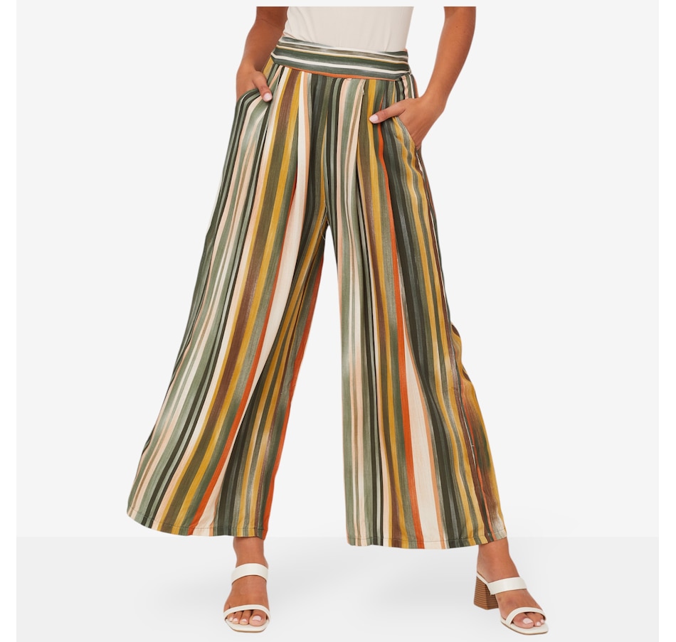Image 102891_BONSE.jpg, Product 102-891 / Price $64.88, M Made In Italy Pull-On Wide Leg Stripped Pant from M Made in Italy on TSC.ca's Fashion department