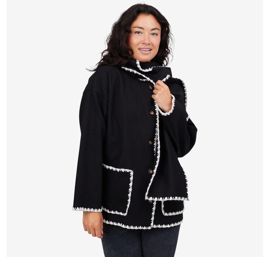 Image 102912_ALTMORE1.jpg, Product 102-912 / Price $44.33, M Made In Italy Button Down Coat and Scarf with Decorative Stitching from M Made in Italy on TSC.ca's Fashion department