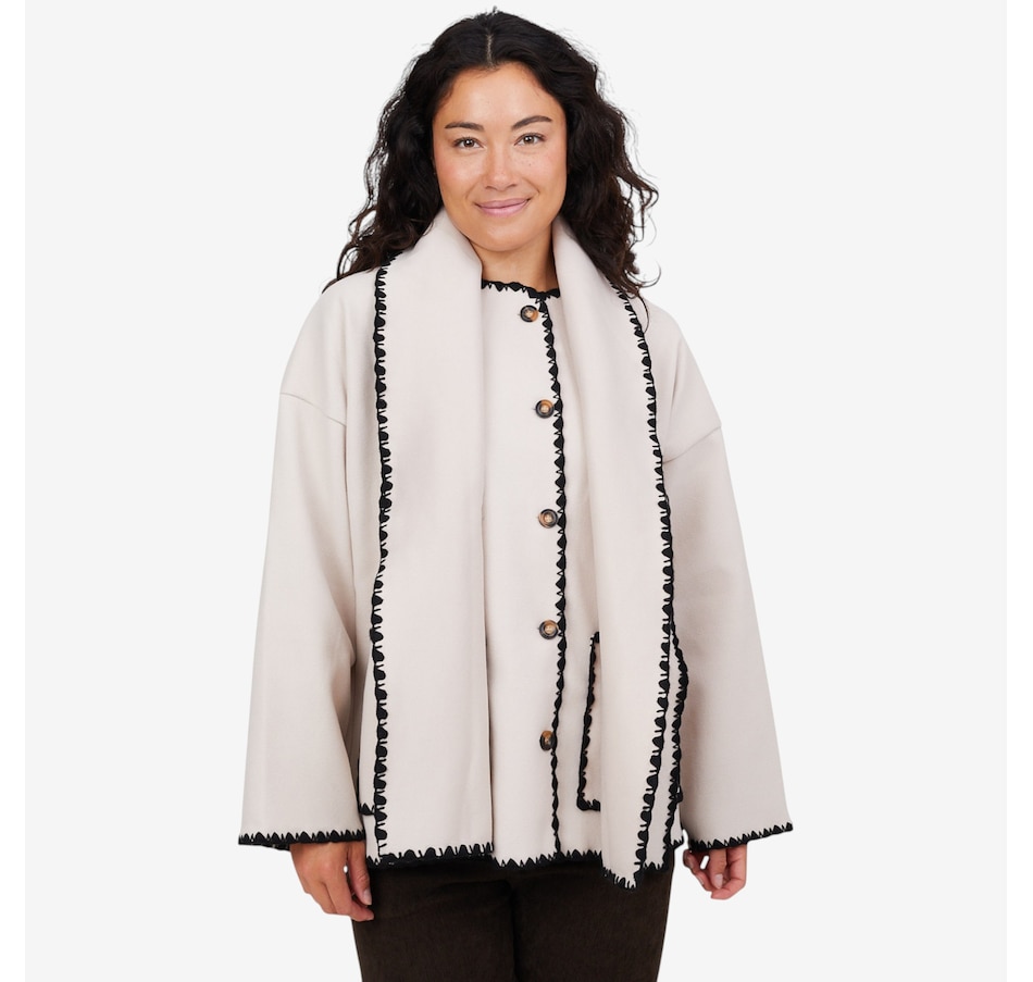 Image 102912_ALTMORE3.jpg, Product 102-912 / Price $44.33, M Made In Italy Button Down Coat and Scarf with Decorative Stitching from M Made in Italy on TSC.ca's Fashion department