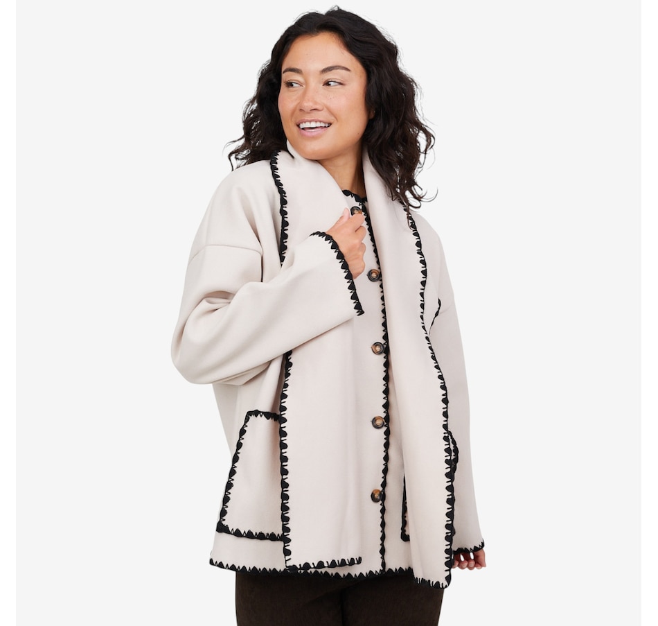Image 102912_ALTMORE5.jpg, Product 102-912 / Price $44.33, M Made In Italy Button Down Coat and Scarf with Decorative Stitching from M Made in Italy on TSC.ca's Fashion department