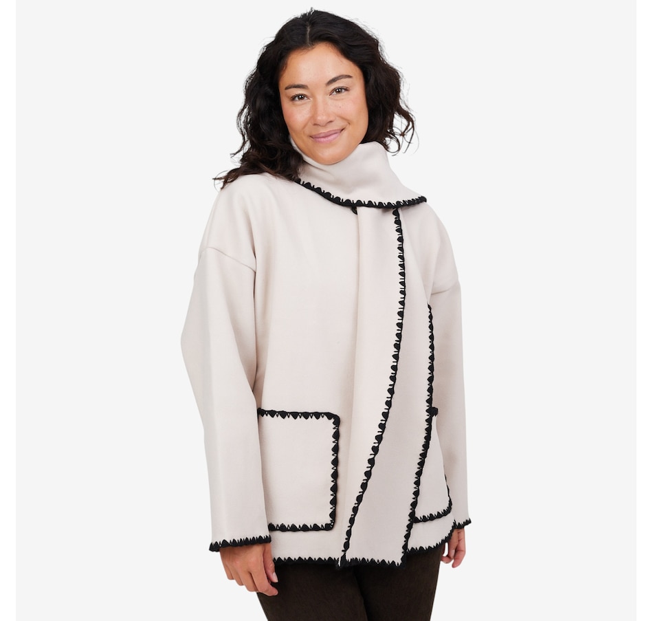 Image 102912_VAN.jpg, Product 102-912 / Price $44.33, M Made In Italy Button Down Coat and Scarf with Decorative Stitching from M Made in Italy on TSC.ca's Fashion department