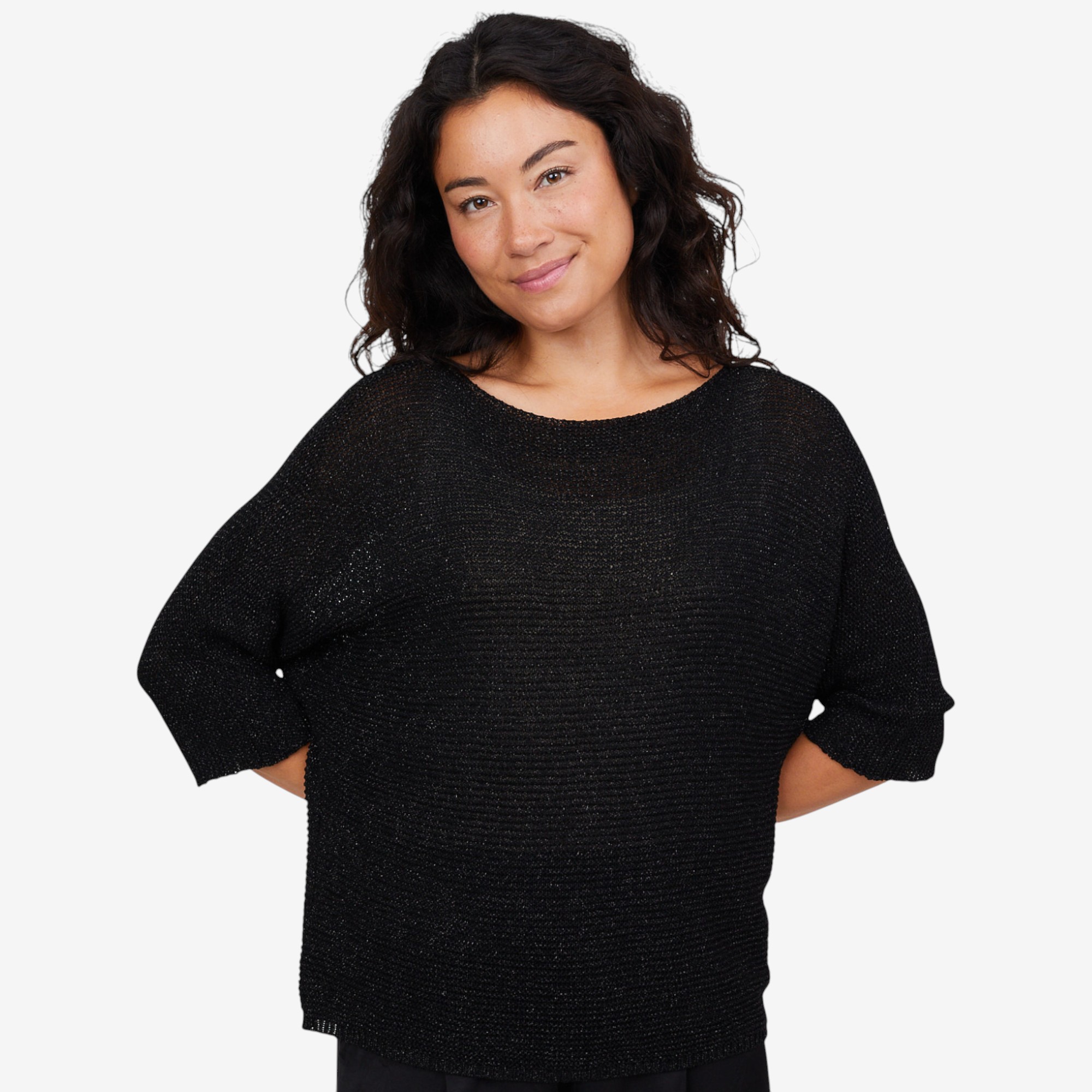 M Made In Italy Knit Boatneck Sweater With 3/4 Sleeve - TSC.ca