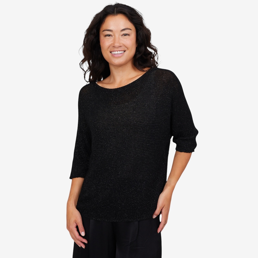 Image 102916_BLK.jpg, Product 102-916 / Price $19.33, M Made In Italy Knit Boatneck Sweater With 3/4 Sleeve from M Made in Italy on TSC.ca's Fashion department