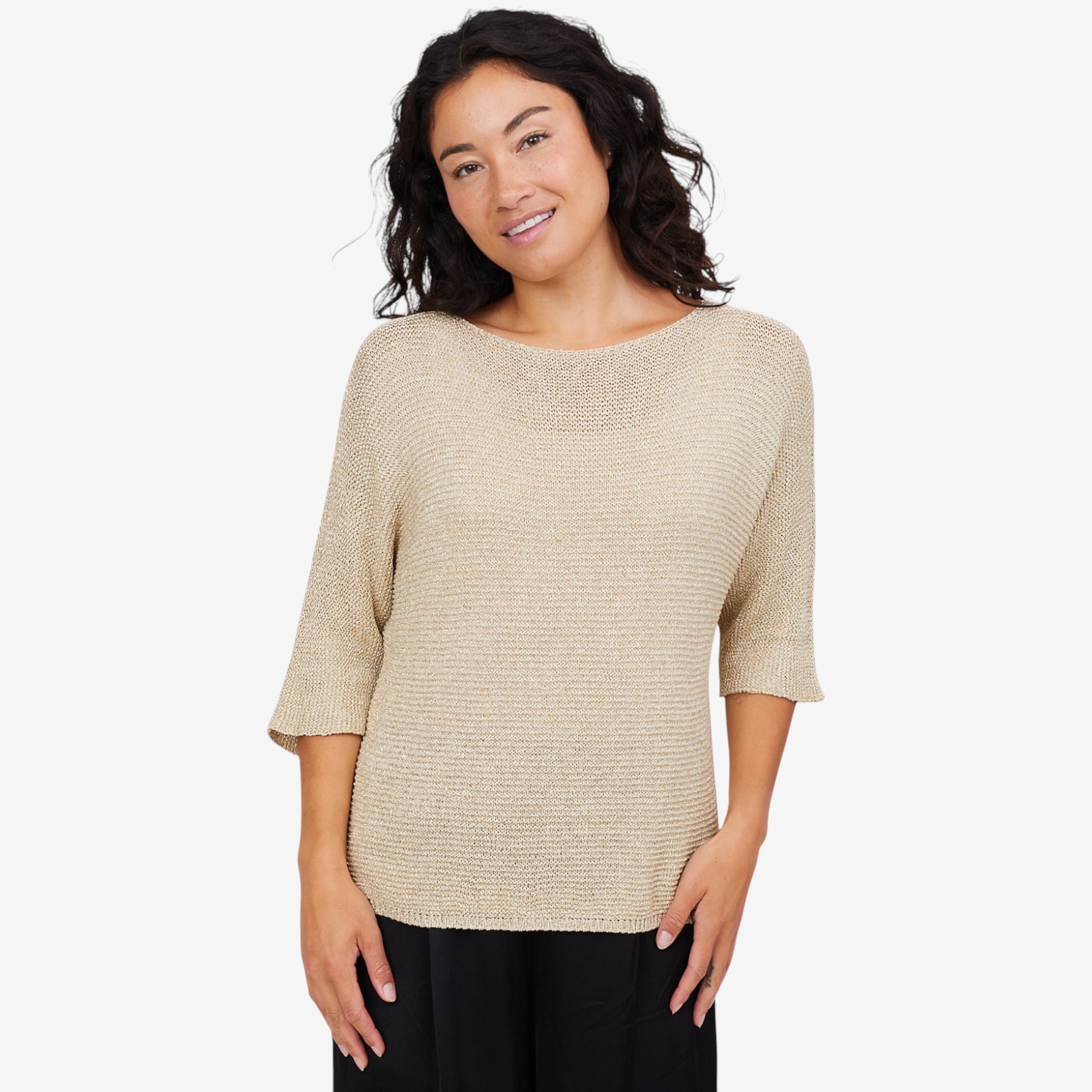 M Made In Italy Knit Boatneck Sweater With 3/4 Sleeve - TSC.ca M Made In Italy Knit Boatneck Sweater With 3/4 Sleeve - TSC.ca