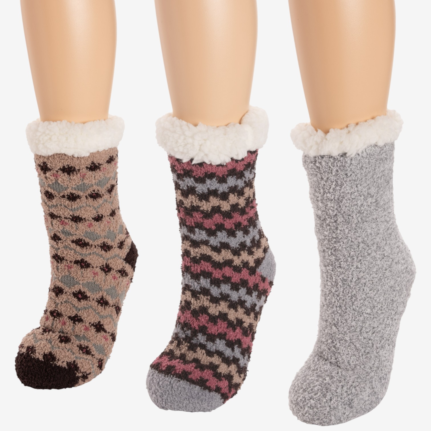 Muk Luks Women's Aloe Infused Cozy Tall Cabin Socks (set of 3