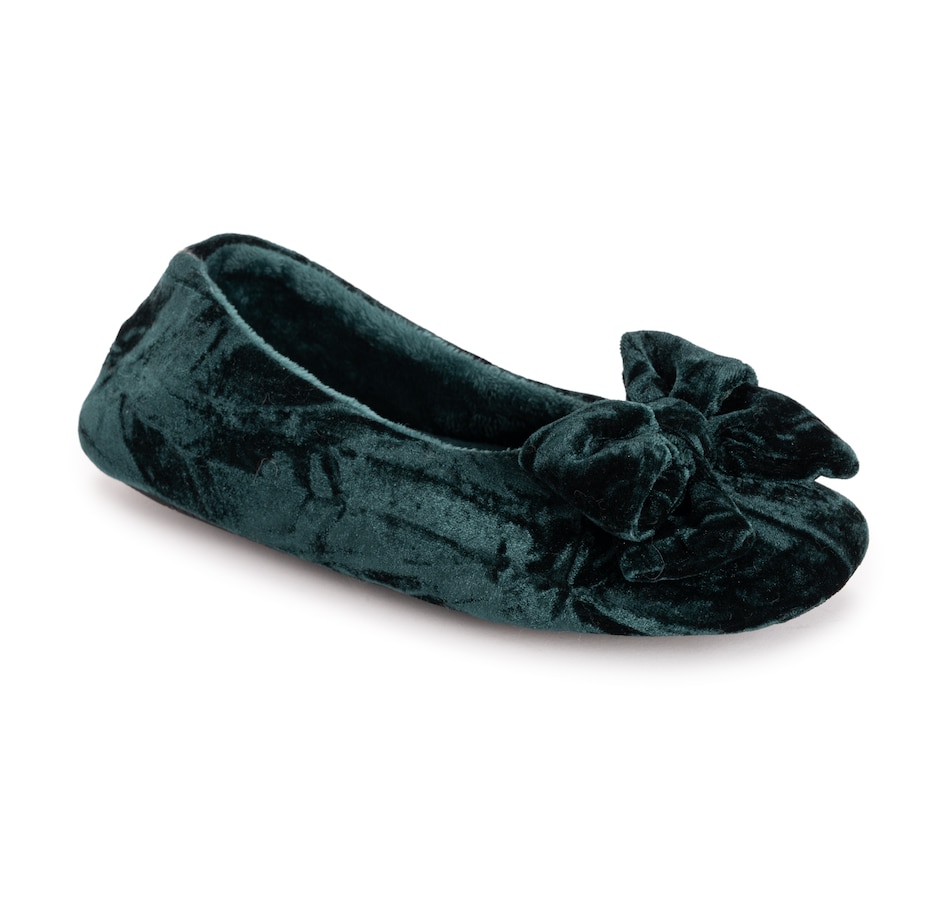 Image 102921_GRN.jpg, Product 102-921 / Price $29.99, Muk Luks Crushed Velvet Ballerina Slipper from Muk Luks on TSC.ca's Shoes department