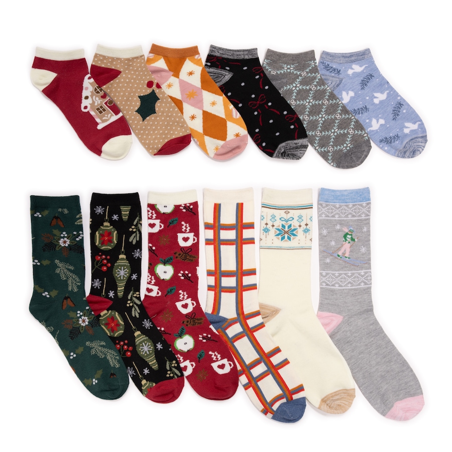 Image 102923_FESMT.jpg, Product 102-923 / Price $9.33, Muk Luks Women's 12 Days of Christmas Socks from Muk Luks on TSC.ca's Fashion department