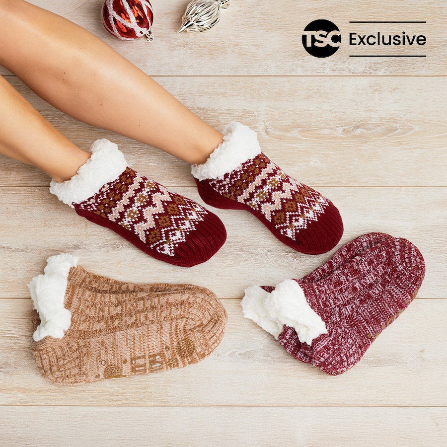 Image 102928_ALTMORE100.jpg, Product 102-928 / Price $19.33, Muk Luks Women's Aloe Infused Shortie Cabin Socks (set of 3) from Muk Luks on TSC.ca's Fashion department