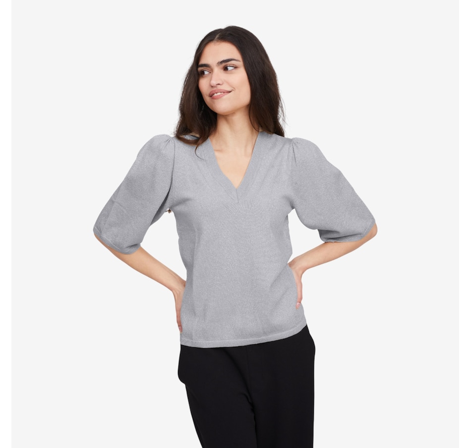 Image 102938_ALTMORE10.jpg, Product 102-938 / Price $100.00, Peppercorn Glenda Remi Short Sleeve Metallic Knit Top from Peppercorn on TSC.ca's Fashion department