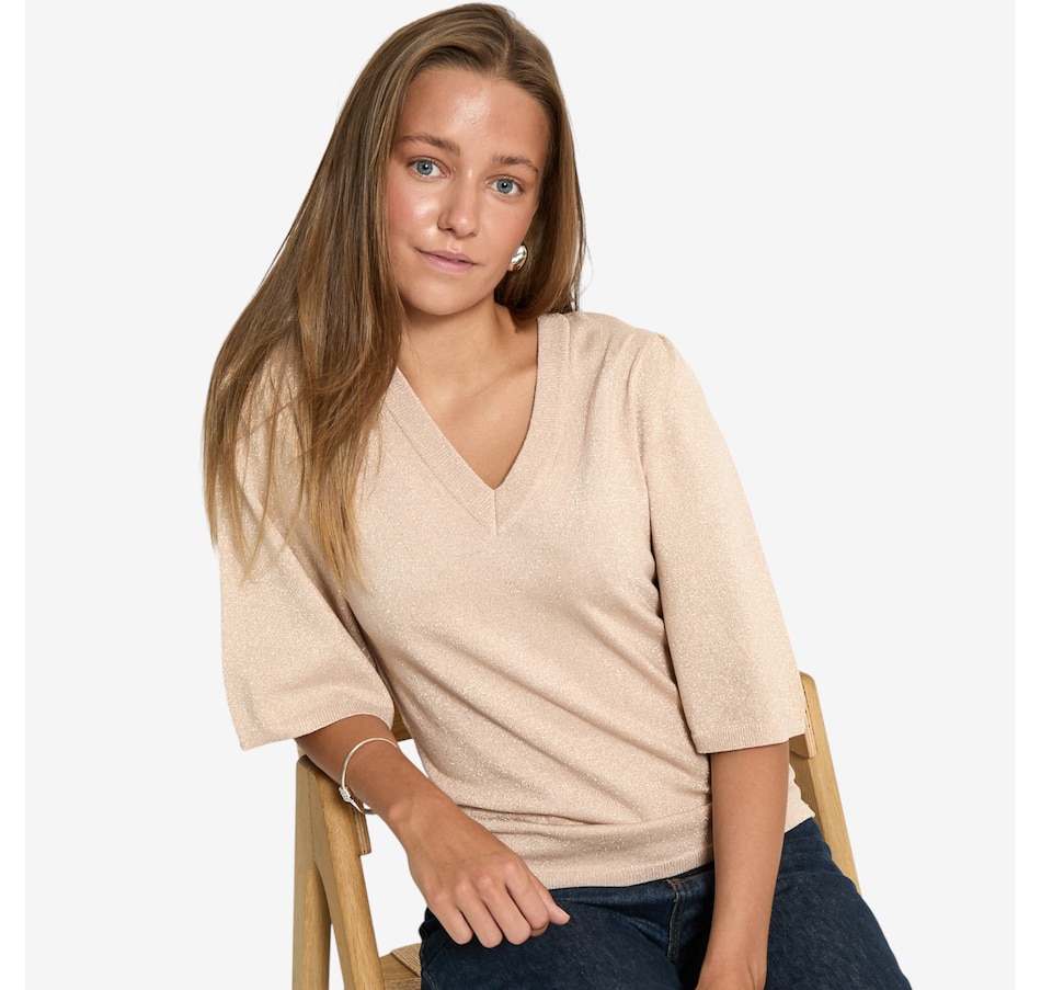 Image 102938_ALTMORE2.jpg, Product 102-938 / Price $100.00, Peppercorn Glenda Remi Short Sleeve Metallic Knit Top from Peppercorn on TSC.ca's Fashion department