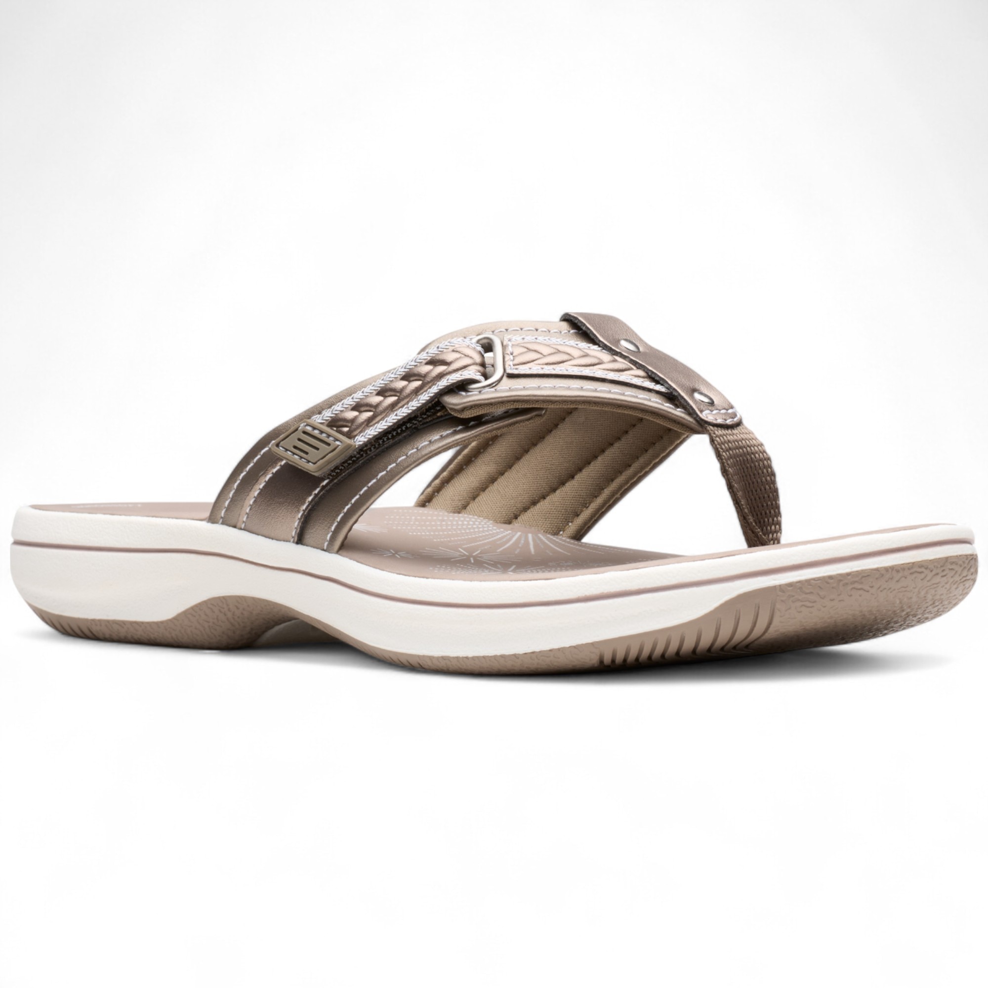 三彩　Clarks Cloudsteppers サンダル グレージュ Clarks Cloudstepper Breezey Sun Flip Flop - TSC.ca