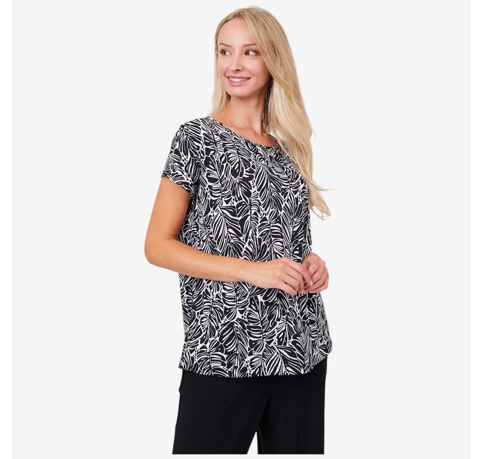 Image 103004_BLKE.jpg, Product 103-004 / Price $34.88, Kim & Co. Printed Brazil Knit Signature Short Sleeve Top from Kim & Co. on TSC.ca's Fashion department